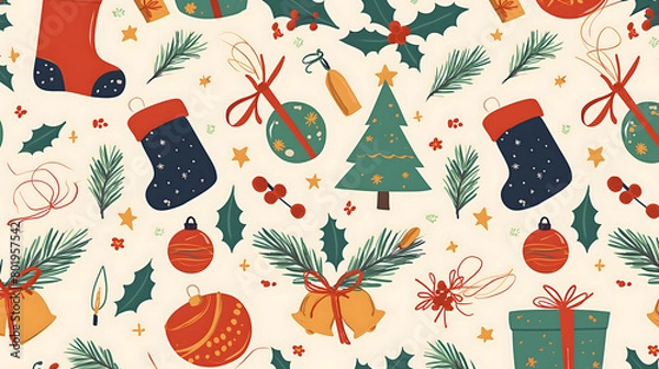 Fototapeta christmas seamless pattern