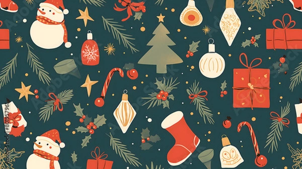 Obraz christmas seamless pattern