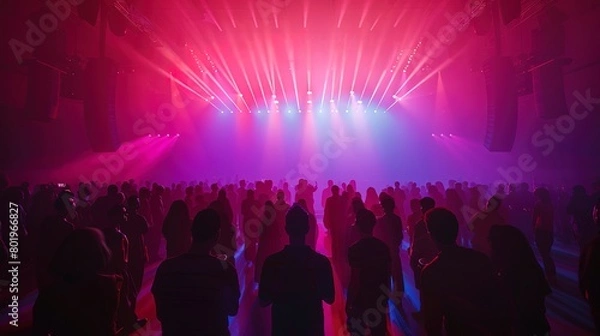 Obraz Virtual concert experience, vibrant stage lights, audience perspective, immersive event