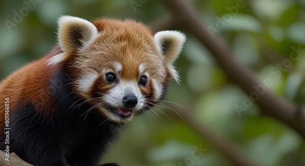 Obraz red panda eating bamboo