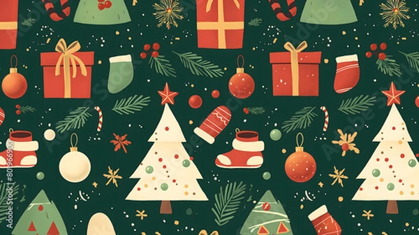 Obraz christmas seamless pattern