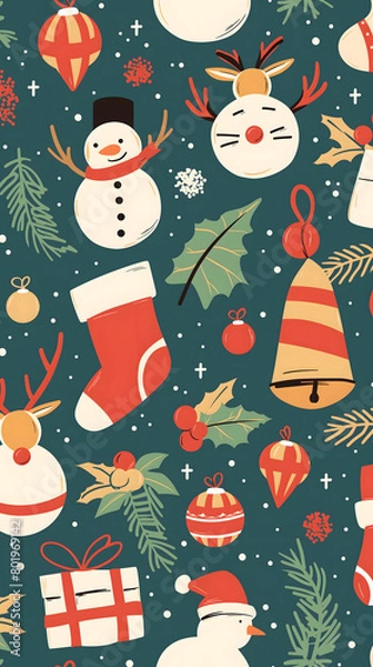 Fototapeta christmas seamless pattern