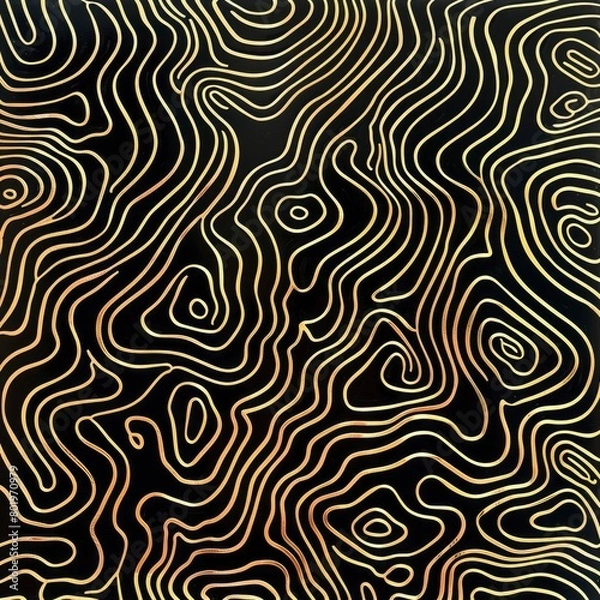Obraz Abstract swirling gold and black patterns creating a hypnotic visual texture.