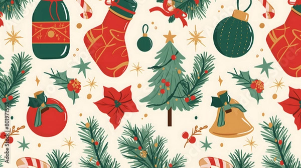 Fototapeta christmas seamless pattern