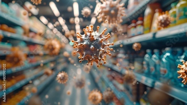 Obraz Close-Up of Virus Particle in Supermarket Air