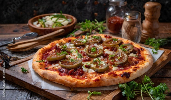 Fototapeta Juicy Homemade Pickles pizza