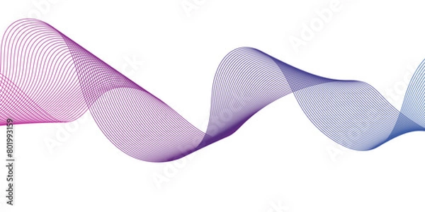 Fototapeta Abstract blend wave lines and technology background. Background lines wave abstract stripe design. White background, mesh abstract, vector gradient line soft blend.	