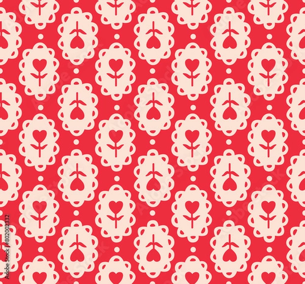 Fototapeta Japanese Heart Flower Motif Vector Seamless Pattern
