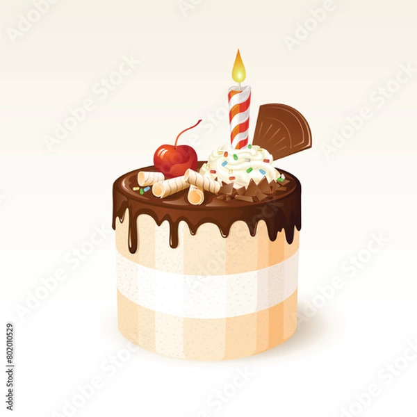 Obraz Birthday cake with toppings, EPS10, Vector