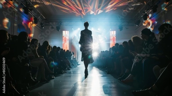Fototapeta A model walks down the runway at a fashion show