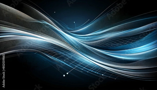 Obraz Futuristic Blue and White Mesh Gradient Design