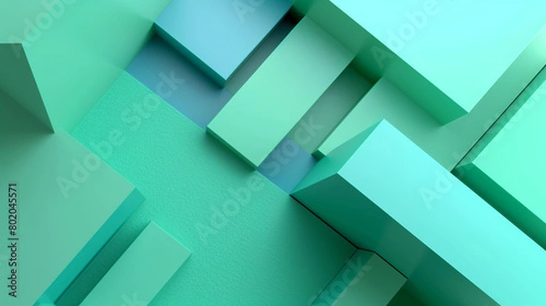 Fototapeta bold geometric shapes of mint green and teal, ideal for an elegant abstract background