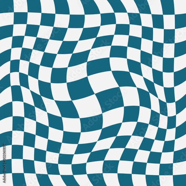 Fototapeta Groovy wave psychedelic checkerboard background set. Funky, psychedelic, floral,Hippie, retro chessboard template set. 11:11