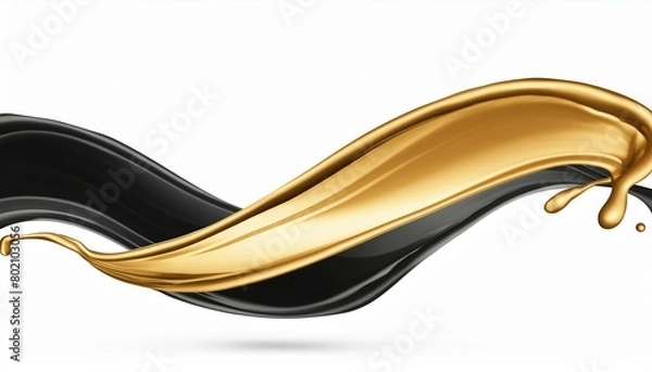 Fototapeta Golden Elegance: Luxurious Liquid Swirls on White"
"Opulent Noir: Dynamic Gold and Black Fluid Splashes in 3D wave, vector, design, line, illustration, wallpaper, backdrop, background 