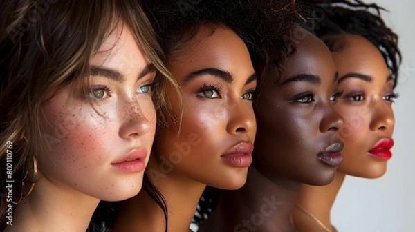 Fototapeta Diverse Women Radiate Confidence and Unique Style in Permanent Makeup Studio Portrait