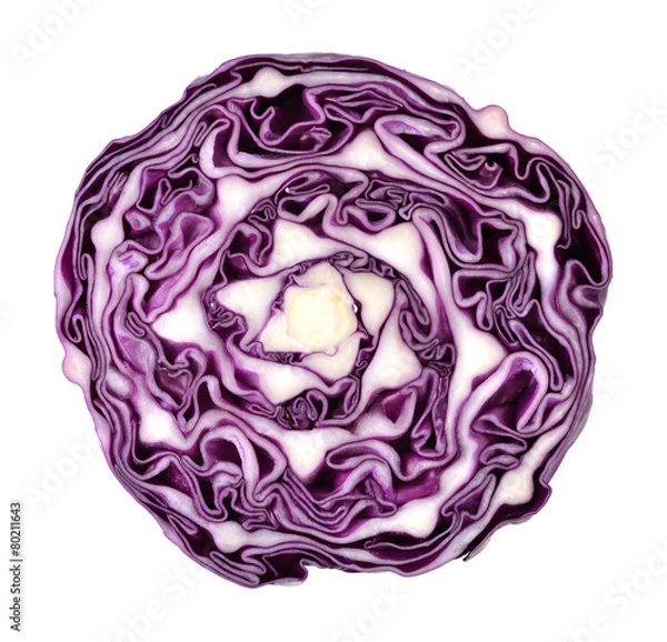 Obraz Red cabbage violet cabbage isolated on white background