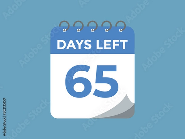 Fototapeta 65 days to go countdown template. 65 day Countdown left days banner design. 65  Days left countdown timer