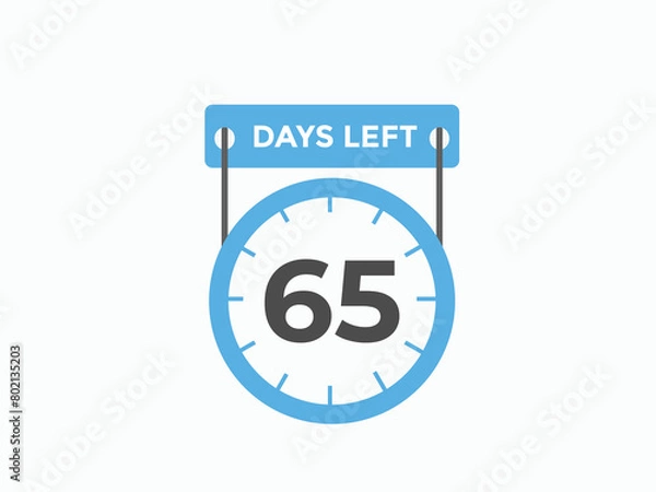 Obraz 65 days to go countdown template. 65 day Countdown left days banner design. 65  Days left countdown timer