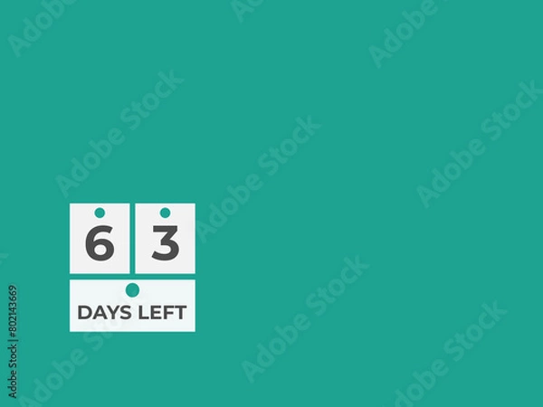 Obraz 63 days to go countdown template. 63 day Countdown left days banner design. 63  Days left countdown timer
