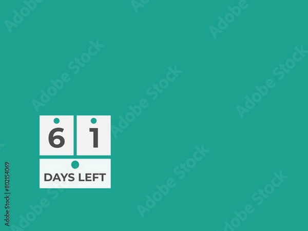 Fototapeta 61 days to go countdown template. 61 day Countdown left days banner design. 61  Days left countdown timer