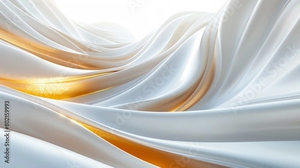 Fototapeta abstract background of white and gold lines curving gently in a round form, designed for futuristic tech showcases
