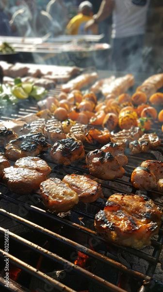 Obraz grilled meat on the grill