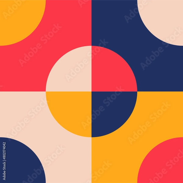 Fototapeta Neo Geometry Bauhaus Style - Circle Corner and Center Colorful and Joyful
