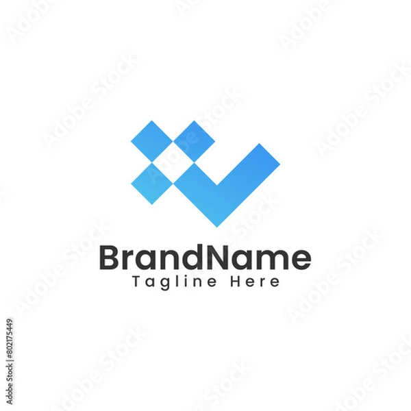 Fototapeta vector Tech Check  logo design icon suistable for business finance element  vector