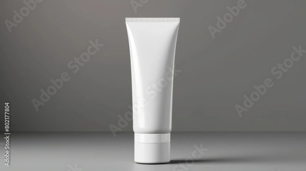 Fototapeta Cosmetic product display on a white and grey background for skin care product presentation. 3D render. High quality photo