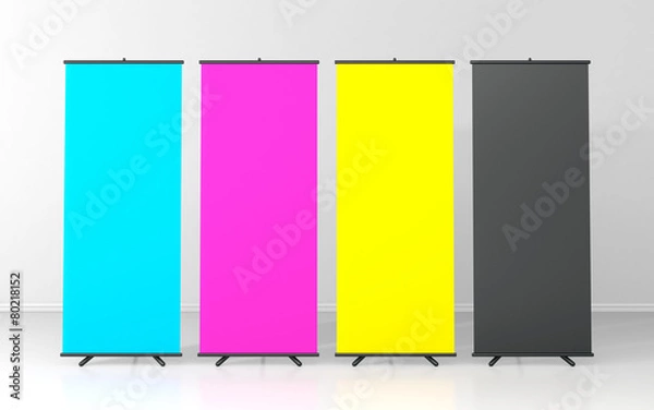 Fototapeta CMYK blank roll up posters - vertical billboard for text