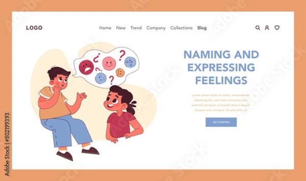 Obraz Naming and expressing feelings concept. Concerned boy discusses