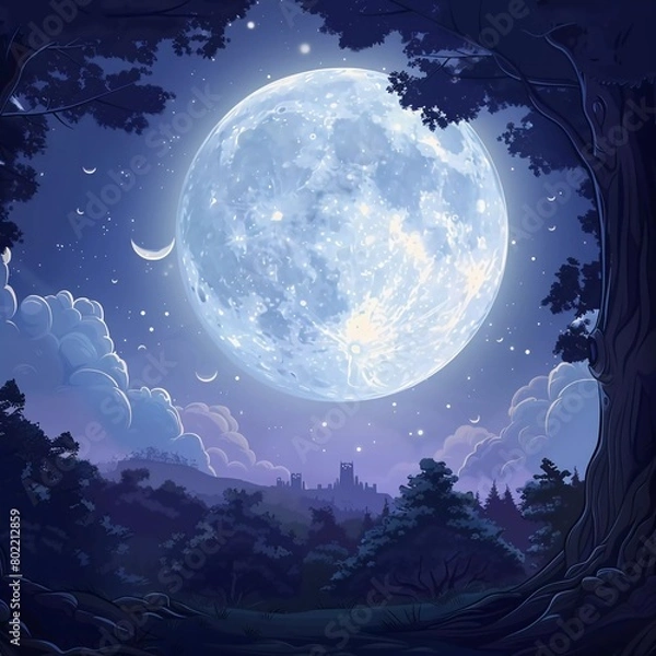 Obraz fullmoon illustration . in cartoon style