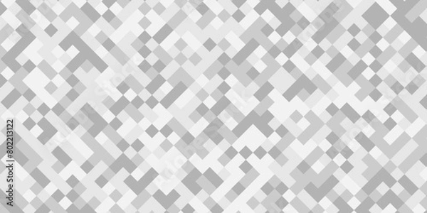 Fototapeta Seamless pattern with squares. Abstract pixel and cube background. Vector digital mosaic pattern. White and gray light elements tile art backdrop.