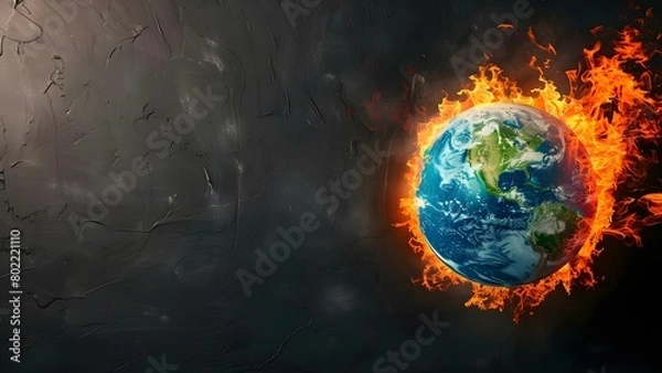 Fototapeta The Burning Globe: Symbolizing Global Warming. Concept Climate Change, Environmental Issues, Symbolic Imagery, Global Impact, Awareness message