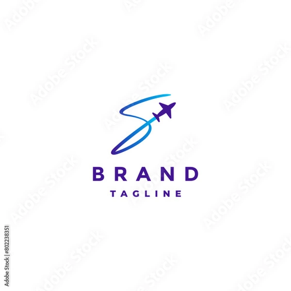 Fototapeta Airplane Initial Letter S Lines Logo Design. Airplanes Shape The Letter S Logo Design.