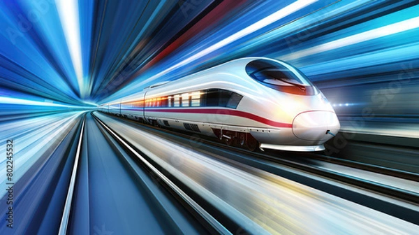 Fototapeta High Speed Train Speeding Through Tunnel