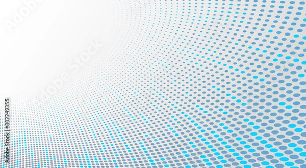 Obraz Dotted vector abstract background, blue and grey dots in perspective flow, dotty texture abstraction, big data technology image, cool backdrop.