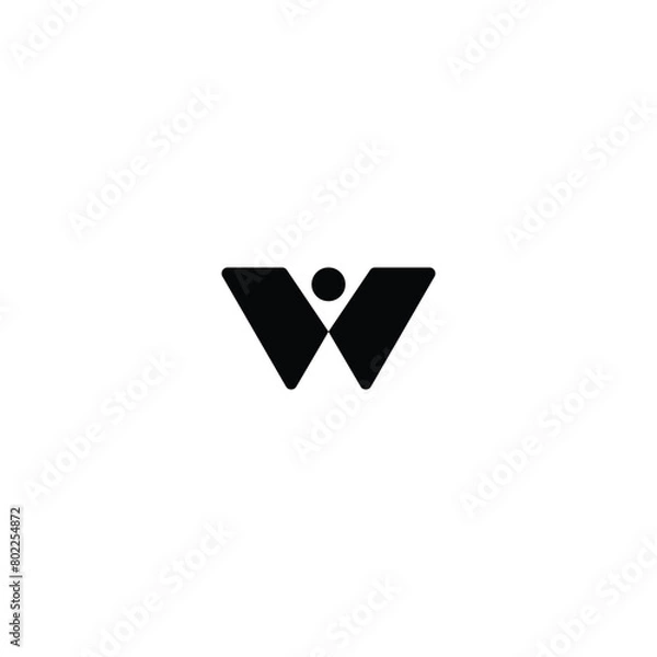 Fototapeta Abstract modern letter logo w, v with man sign