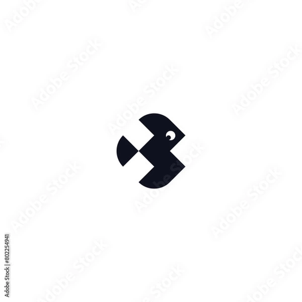 Fototapeta Abstract minimalist fish square shape vector logo design