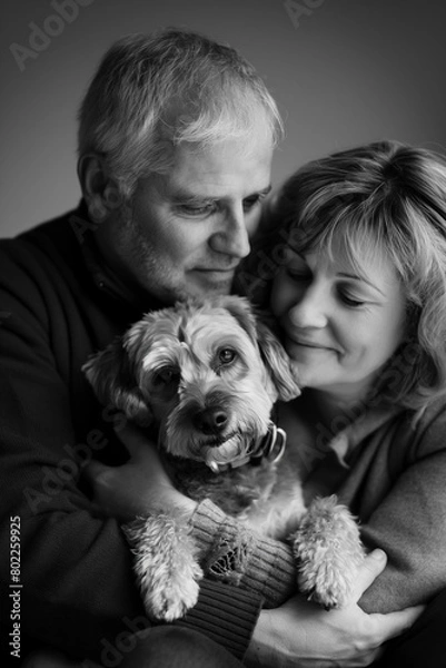 Fototapeta a couple and their dog