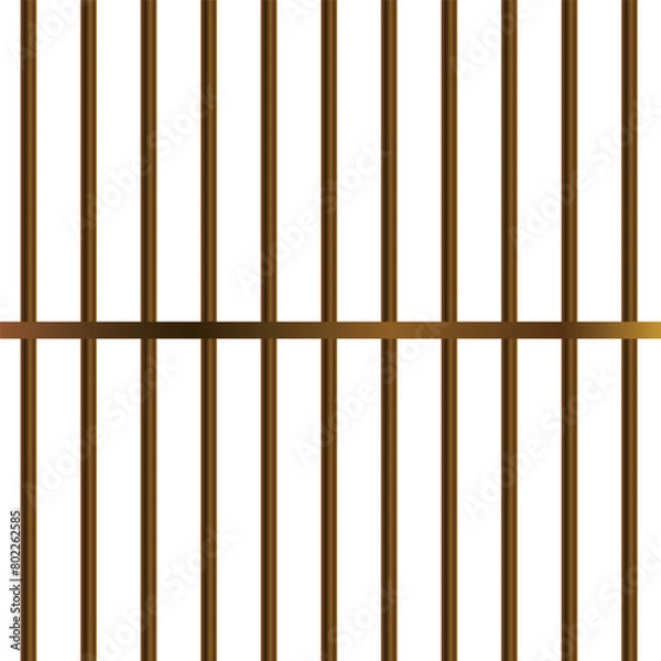 Fototapeta Prison bars isolated on transparent. Vector illustration. Way out to freedom concept