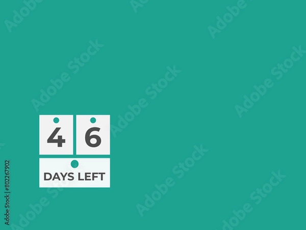 Obraz 46 days to go countdown template. 46 day Countdown left days banner design. 46  Days left countdown timer
