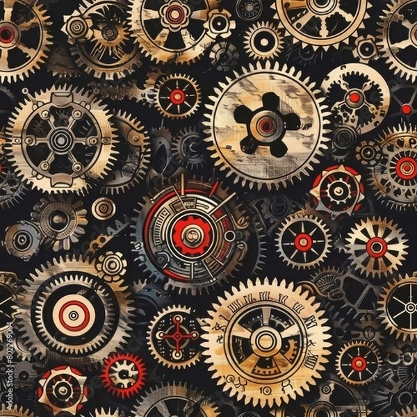 Obraz Steampunk Machinery seamless pattern background
