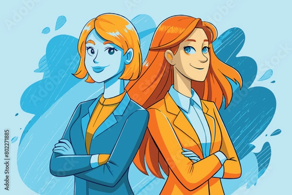 Fototapeta Two women in business suits are standing next to each other