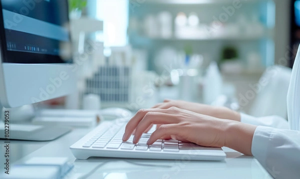 Fototapeta Professional Working at a Modern Computer Desk