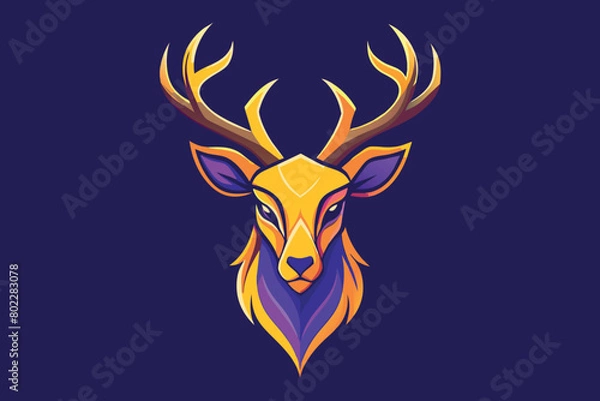 Fototapeta A deer head with purple and yellow colors
