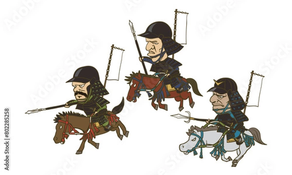 Obraz イラスト：日本の戦国時代の騎馬隊