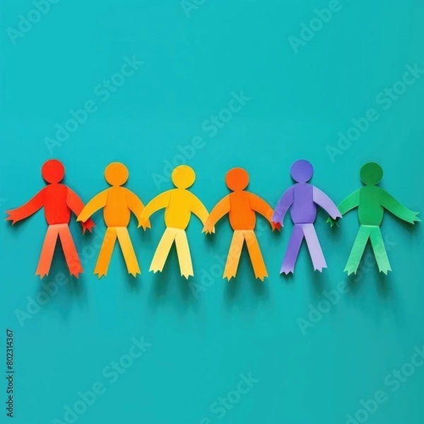 Obraz teamwork, colored paper people 