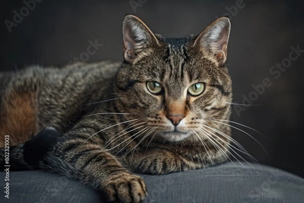 Fototapeta The Emerald Throne: A Majestic Cat Rests Atop