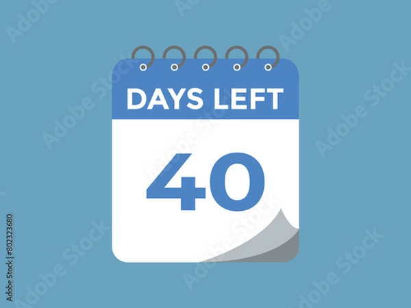 Obraz 40 days to go countdown template. 40 day Countdown left days banner design. 40 Days left countdown timer